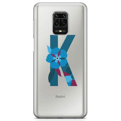 Xiaomi Redmi Note 9s Kılıf K Harfi Çiçekli Arka Kapak Koruma Desenli Full Koruyucu