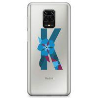 Xiaomi Redmi Note 9s Kılıf K Harfi Çiçekli Arka Kapak Koruma Desenli Full Koruyucu