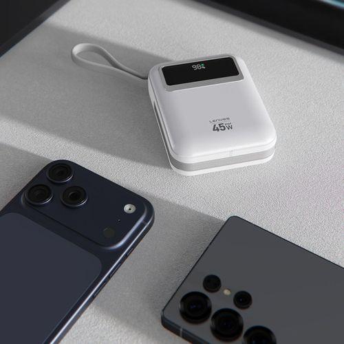 Lenyes C04-A Dijital LED Göstergeli Type-C ve Lightning Kablolu Powerbank 45W 5000mAh