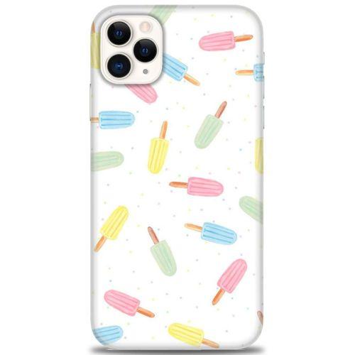 iPhone 11 Pro Max Kılıf HD Baskılı Kılıf - Renkli Dondurmalar + Tam Ekran Koruyucu