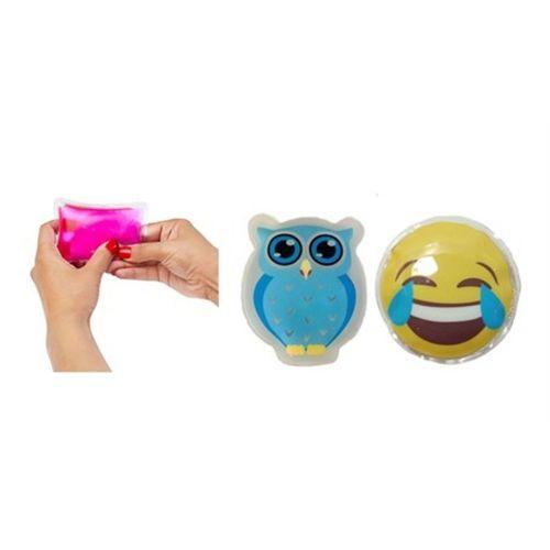 Gülen Emoji Mavi Baykuş Cep Sobası,El Isıtıcı,2 Adet Sıcak Su Torbası Pvc 9Cm