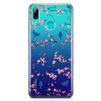 Huawei Y9 2019 Kılıf Mavi Serçe Arka Kapak Koruma Desenli Full Koruyucu