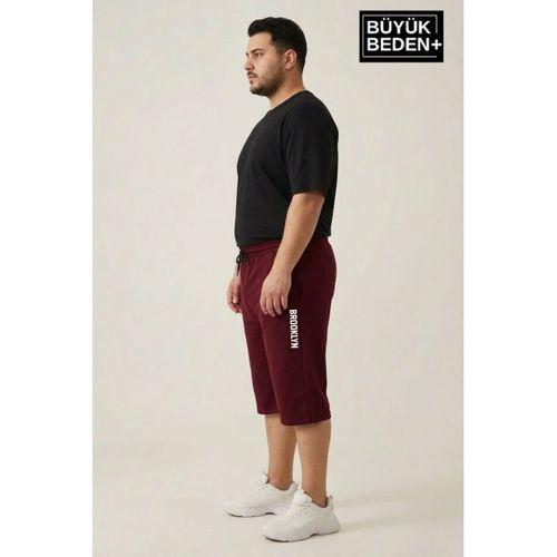 Büyük Beden Erkek Kapri Şort Brooklyn Baskılı Rahat Kalıp 3XL-6XL SPR26BSR591-02