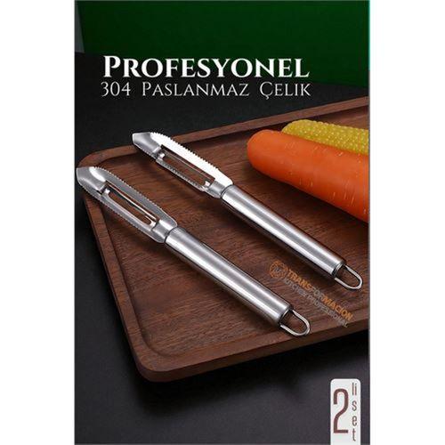 Modacar Soyacak Seti - Sebze Soyacağı Kabak Oayacağı Profesyonel Paslanmaz Çelik 2 li SET