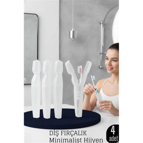 4 lü Kapaklı Diş Fırçası Kutusu Kapaklı Diş Fırçalık – Hijyenik ve Şık Banyo Düzeni  719735