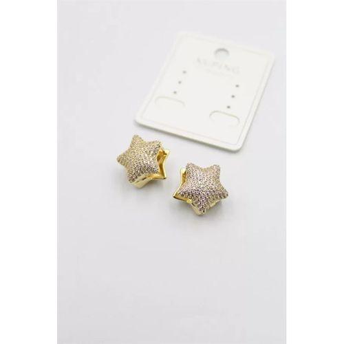 Taşlı Yıldız  Küpe - Altın