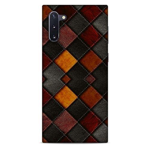 Samsung Galaxy Note 10 Kılıf Patchwork (1) Kılıfı Kahverengi Bordo