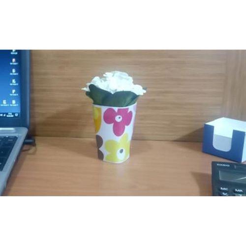 2 Adet Vazo Dahil,Vazoda Çiçek,Beyaz Yapay Çiçek,Vazo Dekoratif Kırmızı Papatya  7X7X16Cm