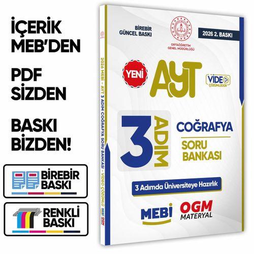 2026 AYT MEBİ-OGM 3 ADIM Coğrafya Soru Bankası RENKLİ A4 Boyut Video Çözümlü BASKI ÜCRETİ