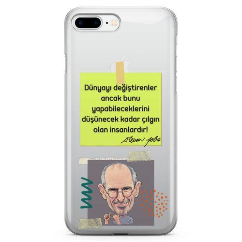 Apple iPhone 8 Plus Kılıf Caps Steve Jobs Arka Kapak Koruma Desenli Full Koruyucu