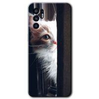 Oppo Reno 6 Kılıf HD Desen Baskılı Arka Kapak + Temperli Cam - Kedi Bakışı
