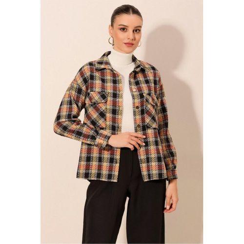 3854 Ekose Desen Çift Cepli Gömlek - A. Kiremit