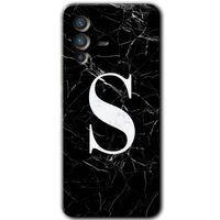 Vivo V23 5G Kılıf HD Desen Baskılı Arka Kapak+Temperli Cam - Siyah Mermer Desenli S Harfi