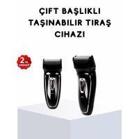 Kablosuz Tıraş Makinesi Çift Başlıklı Kuru Tıraş Folyo Başlık Şarj Göstergeli