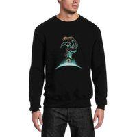 Astronot Kaykay Baskılı Siyah Erkek Sweatshirt