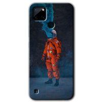 BeRa Aksesuar Realme C21 Kılıf Baskılı Kapak - Smoke Astronot +Tam Kaplayan Mat Seramik