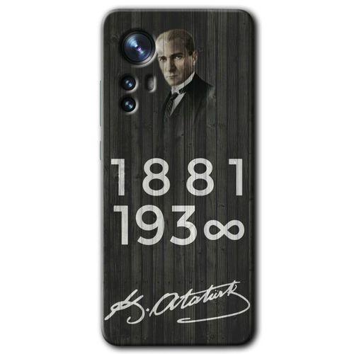 Potkal Hediye Fabrikası Xiaomi Mi 12 Pro Kılıf HD Desen Baskılı Arka Kapak - Atatürk Ahşap İmza