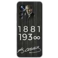 Potkal Hediye Fabrikası Xiaomi Mi 12 Pro Kılıf HD Desen Baskılı Arka Kapak - Atatürk Ahşap İmza