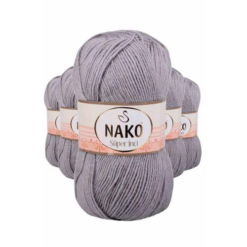 5 Adet Süper İnci El Örgü İpi 100 gr Gri 11538