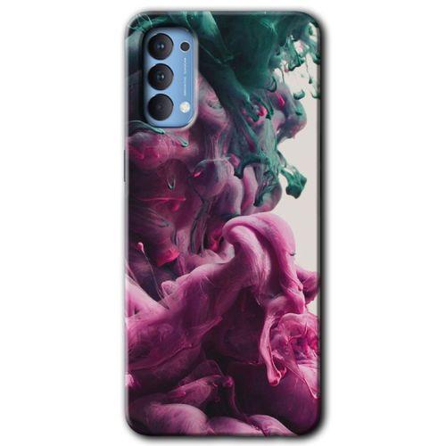 MRCİLETİSİM Oppo Reno 4 Kılıf HD Desen Baskılı Arka Kapak + Temperli Cam - Liquid Cloud