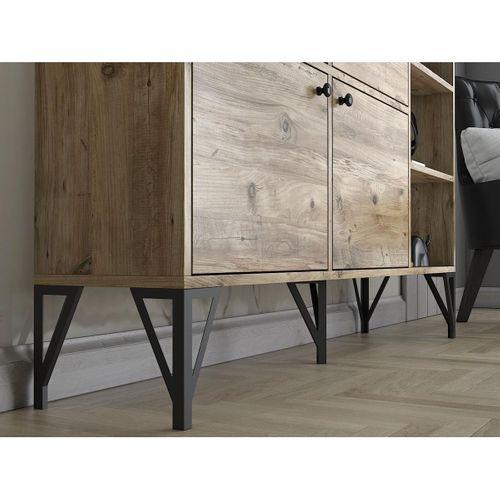 Wood'n Love Zeta 140 Cm Metal Ayaklı Konsol - Atlantik Çam / Siyah