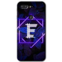 Potkal Hediye Fabrikası General Mobile GM 9 Pro HD Baskılı Kılıf + 9D Tam Ekran Koruyucu - Dark Neon Yaprak E Harfi