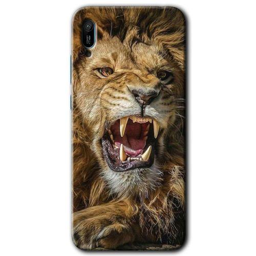 MRCİLETİSİM Huawei Y6 2019 Kılıf HD Desen Baskılı Arka Kapak + Temperli Cam - Lion King