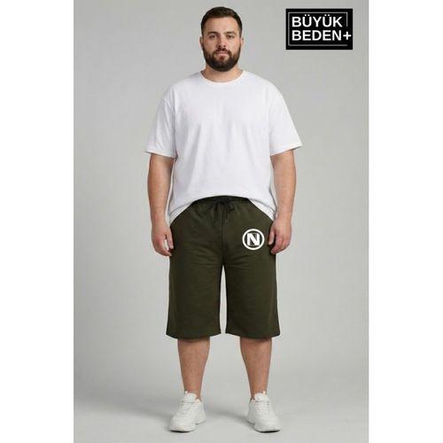 Büyük Beden Erkek N Baskılı Şort Rahat Kalıp Basic Penye 3XL-6XL SPR26BSR591-19