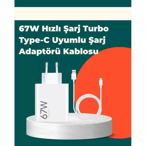 Güvenli Ve Hızlı Şarj İçin 67w Turbo Adaptör Type-c Kablo İle