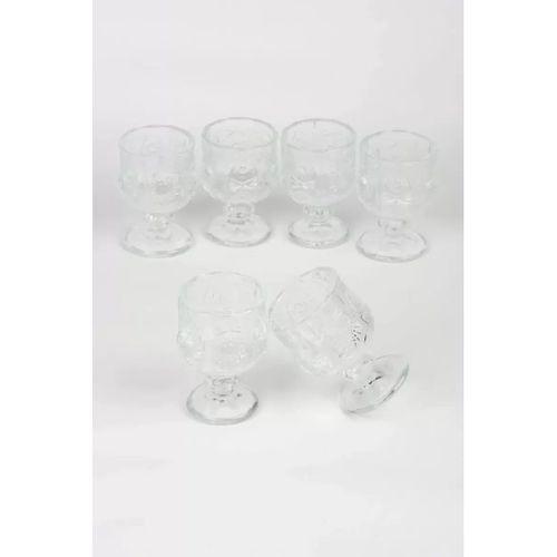 Ayaklı Kahve Yanı Bardağı Kristal Kesim Shot Bardak 7cm x 4 cm 6 Lı Set
