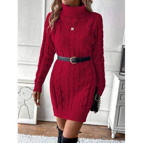 Kadın Balıkçı Yaka Mini Triko Elbise