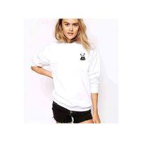 Panda Göğüs Baskılı Beyaz Kadın Sweatshirt