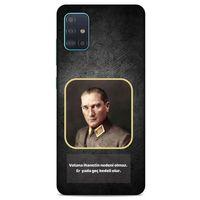Samsung Galaxy A51 Kılıf Atatürk (3) Kapak Antrasit