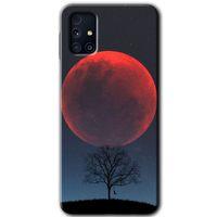 Samsung Galaxy M31s Kılıf Baskılı Kapak - Kanlı Ay + 5D Tam Kaplayan Cam