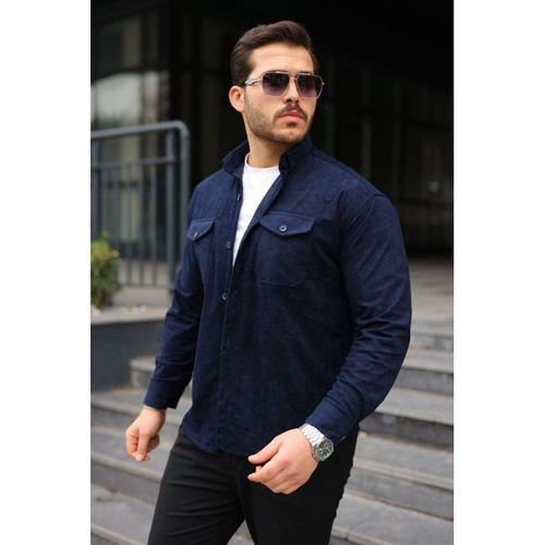 Erkek Uzun Kollu Cepli Kadife Gömlek