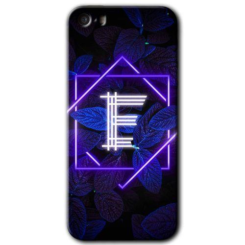 iPhone 5 Kılıf HD Desen Baskılı Arka Kapak + Mat Kobra Cam - Dark Neon Yaprak E Harfi