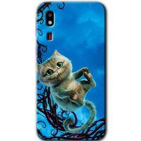 Galaxy A2 Core Kılıf HD Desen Baskılı Arka Kapak - Çılgın Kedi