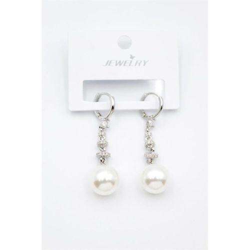 Taşlı İnci Küpe - Gümüş