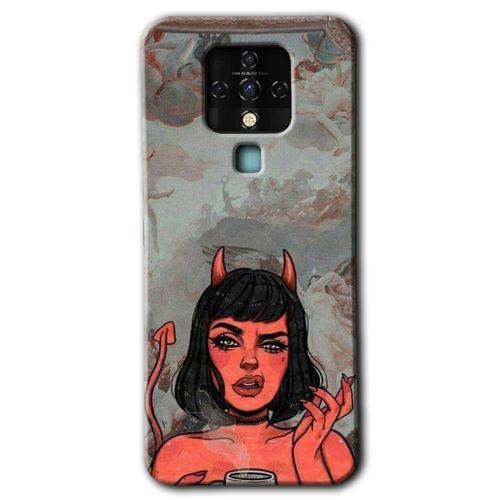 MRCİLETİSİM Tecno Camon 16 Kılıf HD Desen Baskılı Arka Kapak+Temperli Cam - Devil Girl