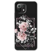 MRCİLETİSİM Xiaomi Mi 11 Lite Kılıf Kapak - Retro Çiçek 1 +Hayalet Ekran Yandan Gözükmez