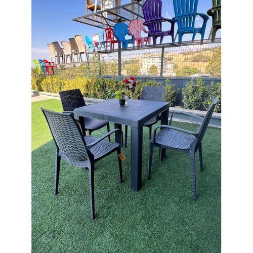 Mandella Elit Rattan 80x80 Nirvana Koltuk Masa Takımı Antrasit