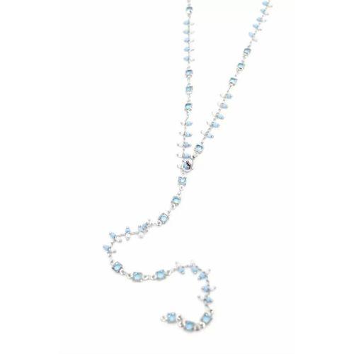 Mavi Taşlı Y Kolye - Gümüş