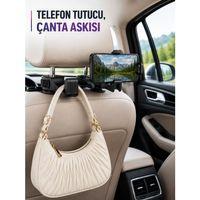 Araç Koltuk Başlığına Takılan Telefon Tutucu Ve Eşya Askısı