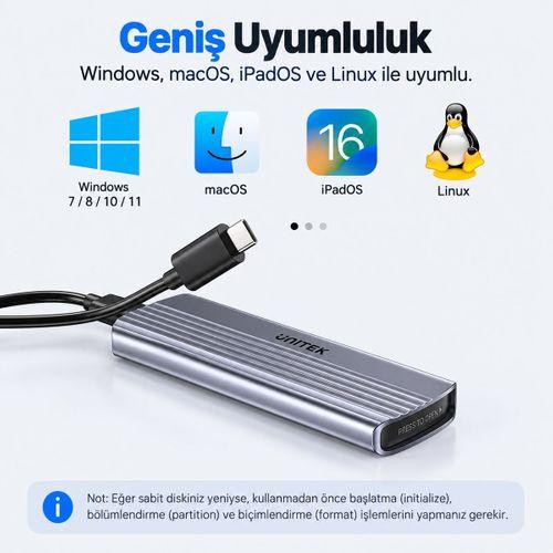 UNITEK M.2 PCIe NVME USB-C SSD KUTUSU (S1241B01)