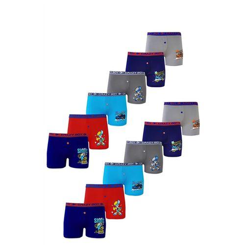 Dode Flora Tutku 0253 Erkek Çocuk Karışık Desenli Ekonomik 12 Li Paçalı Boxer