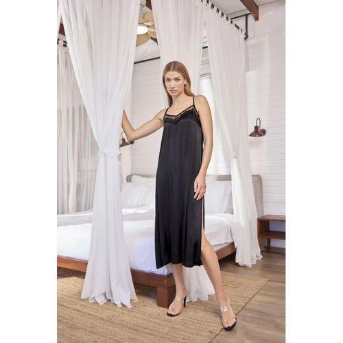 Dantelli Tüllü Ve Dekolteli Saten Sabahlık Takımı