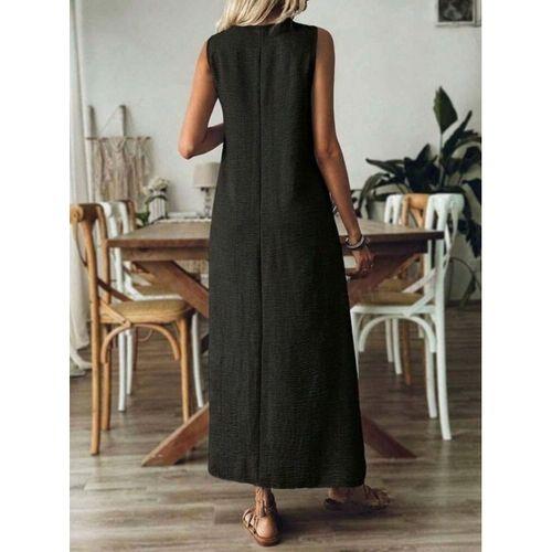 Kadın Askılı V Yakalı Uzun Elbise