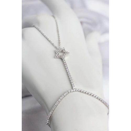Gümüş Renk Pirinç Zirkon Taşlı Yıldız Model Şahmeran