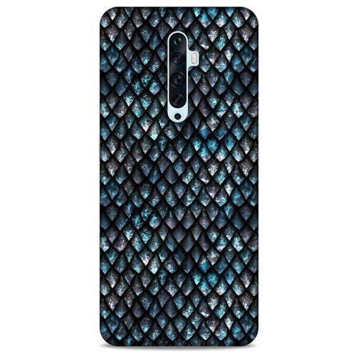 Oppo Reno 2z Kılıf Dragons (10) Full Koruma Kılıfı Ejderha Skin Mavi Beyaz