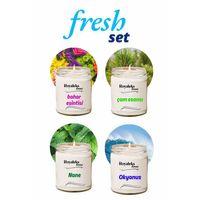 4 Adet Doğal Özel Seri Kokulu Dekoratif Kavanoz Mum 4X210 cc - Fresh Set - RYL